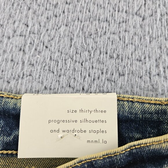 mnml Jeans Mens 33 Blue X146 Stretch Denim Distressed Slim Fit - Picture 4 of 16